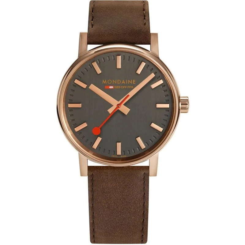 Mondaine Evo2 40mm Grey Dial Leather Quartz Watch MSE.40181.LG
