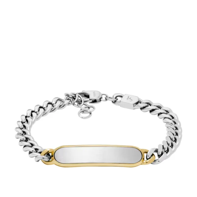 Fossil Ellis Two-Tone Stainless Steel ID Men's Bracelet JF04851998