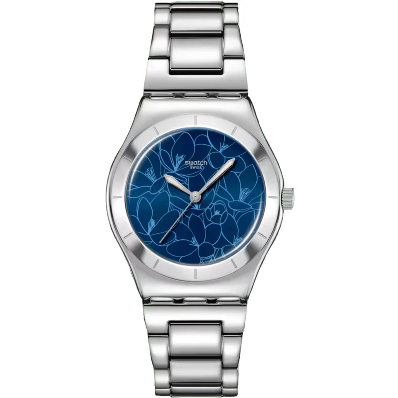 Swatch Blue Petal Frenzy Blue Dial Steel Strap Watch YLS235G