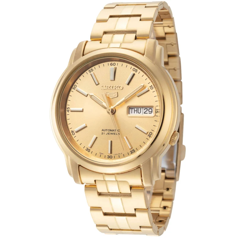Seiko 5 Automatic Gold Dial Stainless Steel Strap Men's Watch SNKL86K1