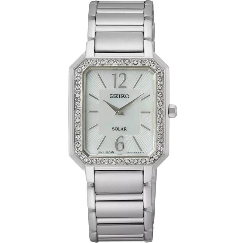 Seiko Essentials 25mm Mother of Pearl Dial Steel Ladies Solar Watch SUP465P1