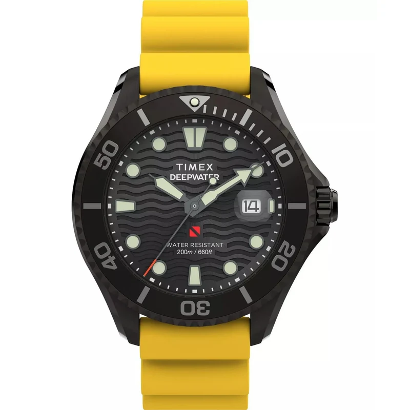 Timex Deep Water 44mm Black Dial Rubber Mens Quartz Watch TW2W81700