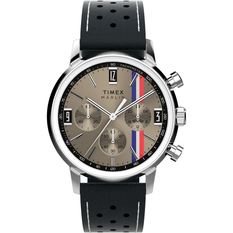 Timex Marlin 40mm Chronograph Tan Dial Leather Mens Quartz Watch TW2W98900