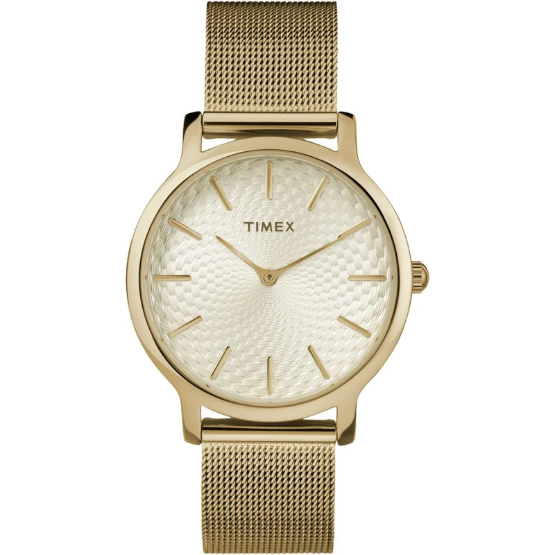 Timex Transcend 34mm Gold Dial Steel Ladies Quartz Watch TW2R36100