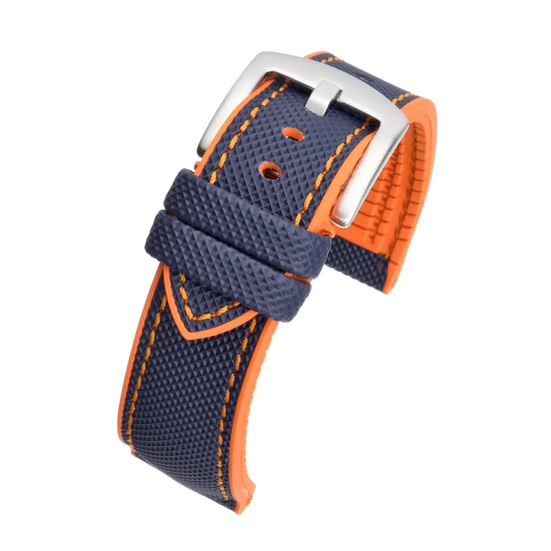 LBS Navy/Orange Premium Waterproof Hybrid Watch Strap WS250/22