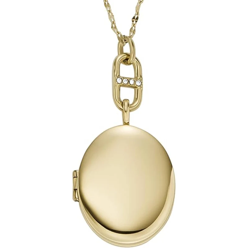 Fossil Heritage Locket Collection Gold-Tone Stainless Steel Chain Women's Necklace JF04426710