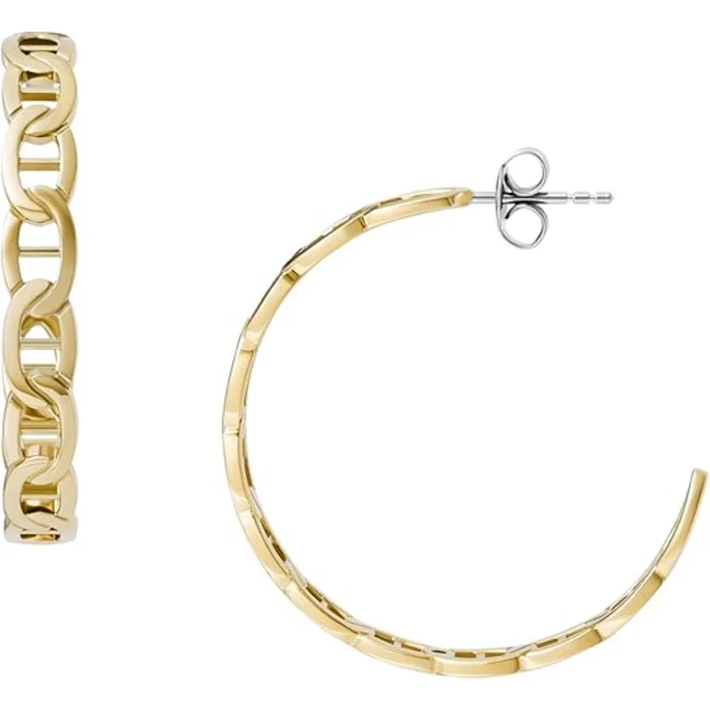 Fossil Heritage D-Link Gold-Tone Stainless Steel Hoop Women's Earrings JF04781710