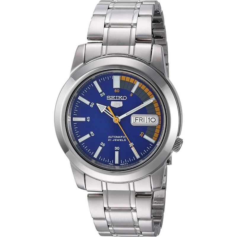 Seiko 5 Classic 37mm Blue Dial Steel Mens Automatic Watch SNKK27K1