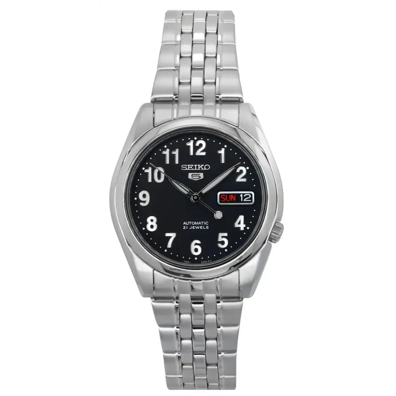 Seiko 5 Automatic Black Dial Steel Strap Men's Watch SNK381K1