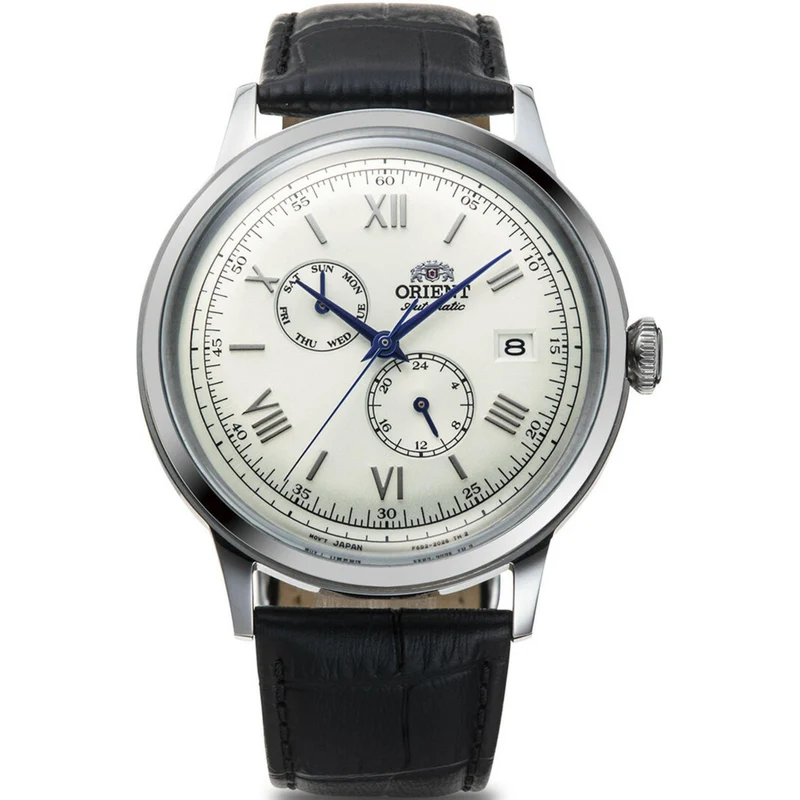 Orient Bambino 40.5mm Sub-Dial White Leather Mens Automatic Watch RA-AK0701S30B