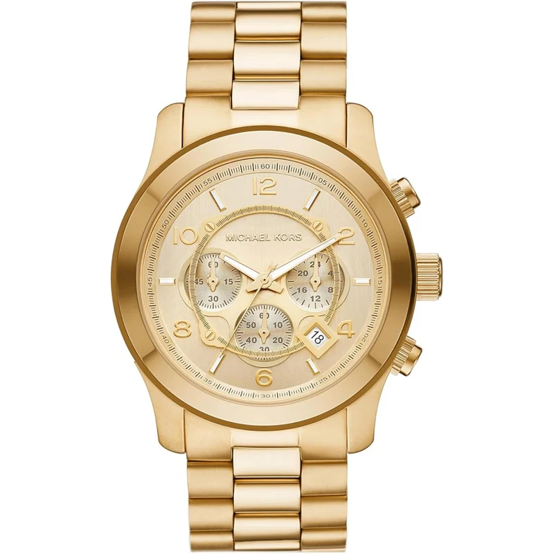 Michael Kors Runway Chronograph Gold Dial Steel Strap Men’s Watch MK9074