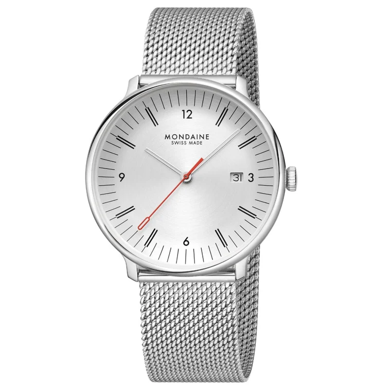 Mondaine Doppio Quartz Off-White Dial Steel Strap Men's Watch MLE.41210.SM