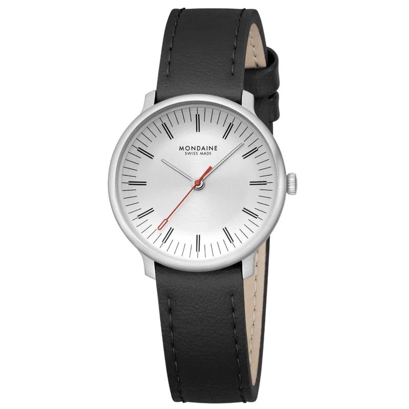Mondaine Doppio Quartz Off-White Dial Leather Strap Women's Watch MLE.33110.LBV