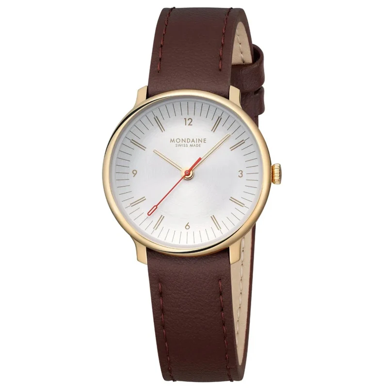 Mondaine Doppio Quartz Off-White Dial Leather Strap Women's Watch MLE.33110.LGV