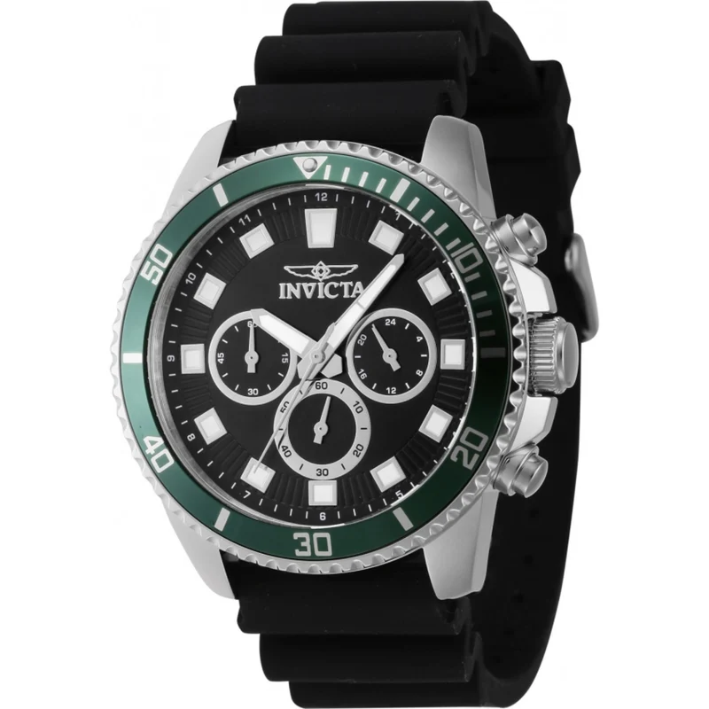Invicta Pro Diver Quartz Chronograph Black Dial Silicone Strap Men's Watch 46086