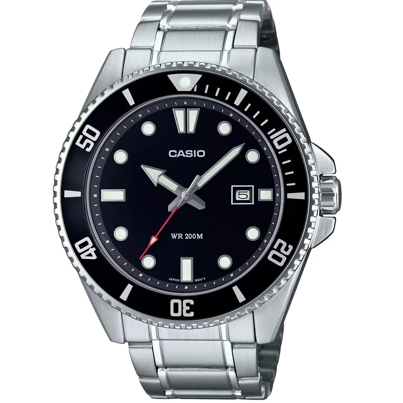 Casio Collection 46mm Black Dial Steel Mens Quartz Watch MDV-107D-1A1VEF