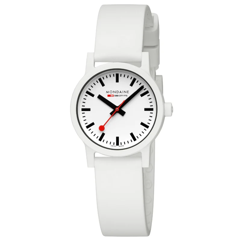 Mondaine Essence 32mm White Dial Silicone Ladies Quartz Watch MS1.32110.RA
