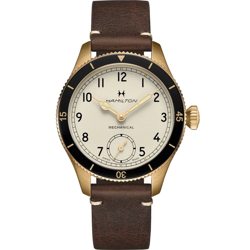 Hamilton Khaki Aviation 43mm Pilot Pioneer White Dial Leather Mens Mechanical Watch H76709510