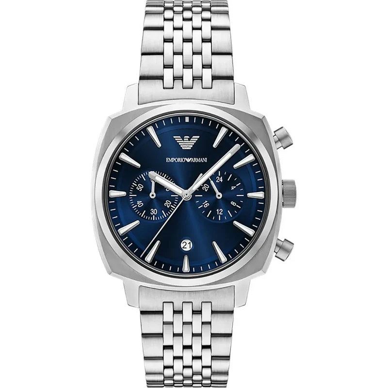 Emporio Armani Carlo 40mm Chronograph Blue Dial Steel Mens Quartz Watch AR11688