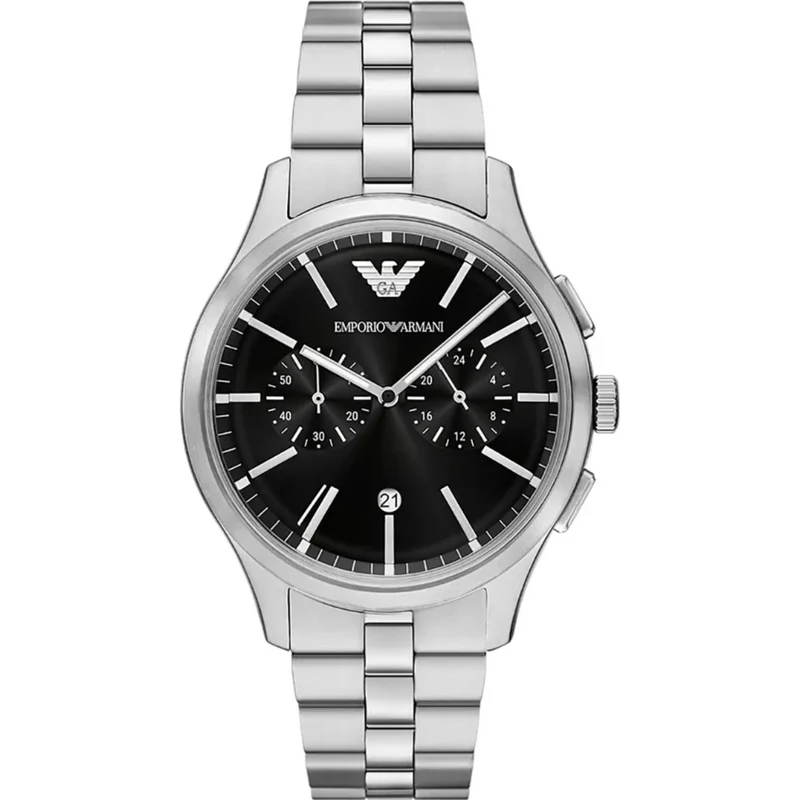 Emporio Armani Dario 42mm Chronograph Black Dial Steel Mens Quartz Watch AR11691