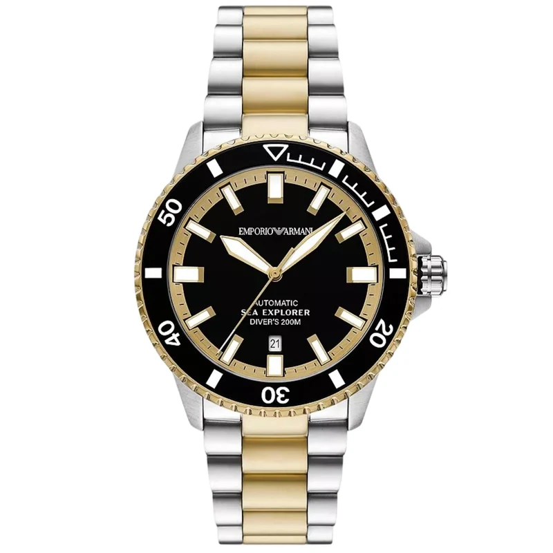 Emporio Armani Sea Explorer 42mm Black Dial Steel Mens Automatic Watch AR60089