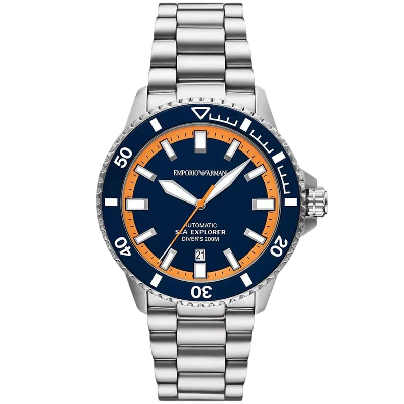 Emporio Armani Sea Explorer 42mm Blue Dial Steel Mens Automatic Watch AR60090