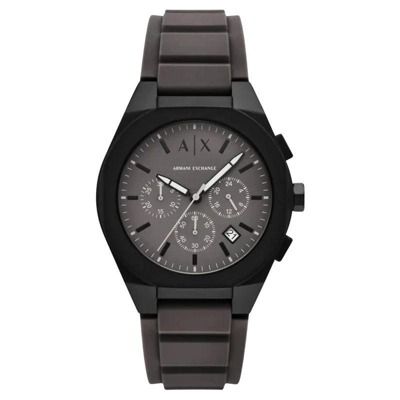 Armani Exchange Sync 42mm Chronograph Grey Dial Leather Mens Quartz Watch AX4191