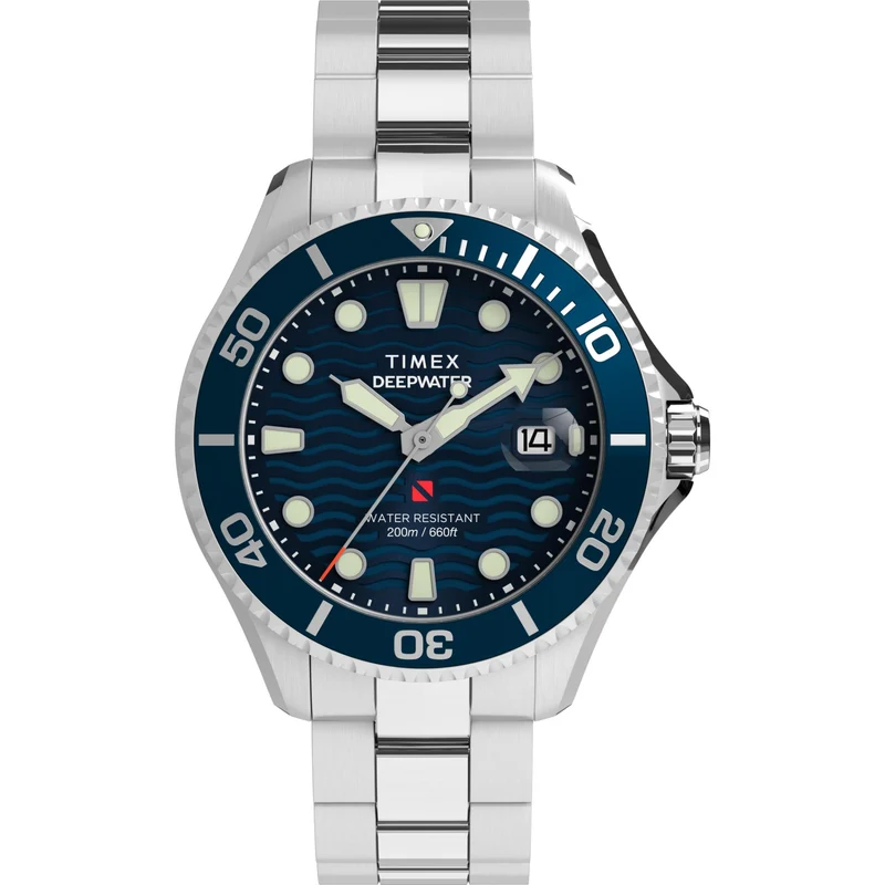 Timex Deep water 44mm Blue Dial Steel Mens Quartz Watch TW2W81900