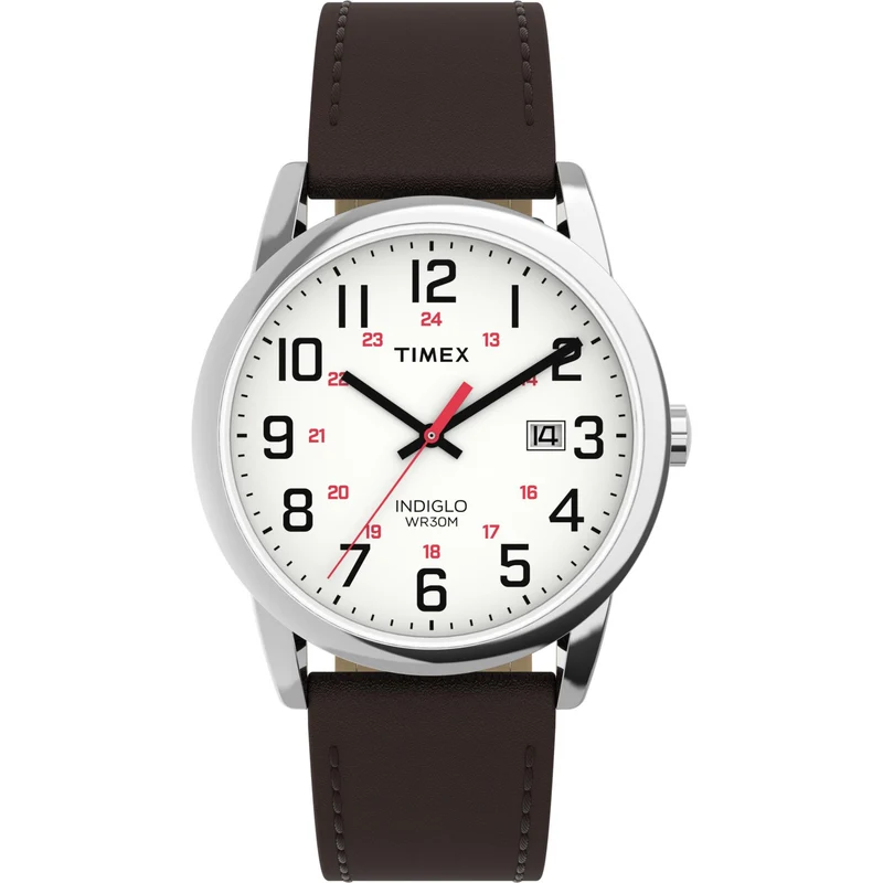 Timex Easy Reader 38mm White Dial Leather Mens Quartz Watch TW2Y12600