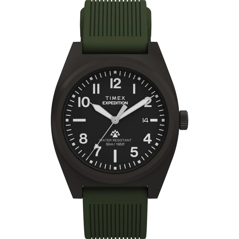Timex Expedition 39mm Black Dial Silicone Mens Quartz Watch TW2Y18000