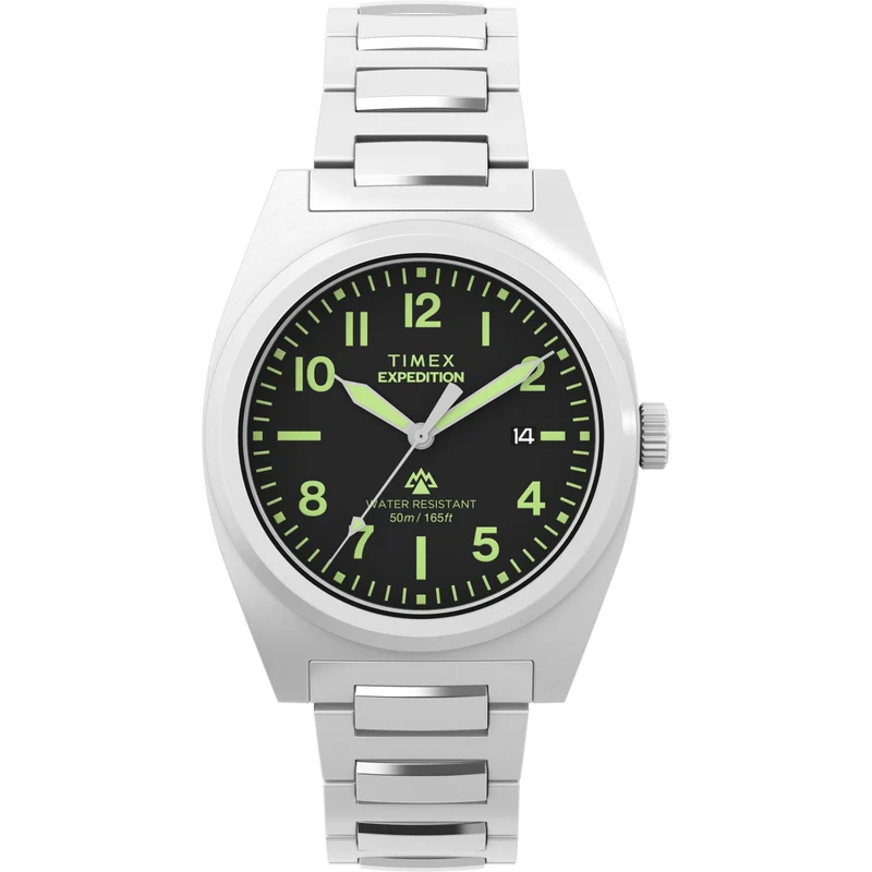 Timex Expedition 39mm Black Dial Steel Mens Quartz Watch TW2Y18300
