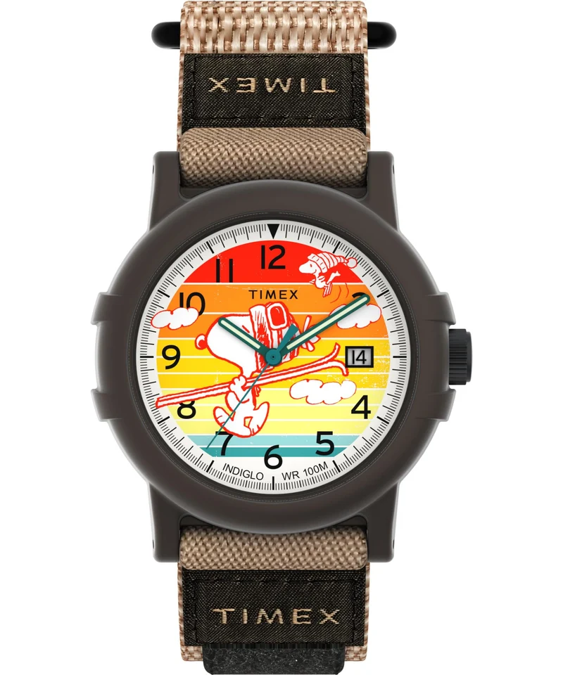 Timex Peanuts 38mm Multicolourd Dial Fabric Mens Quartz Watch TW4B34900