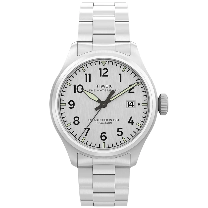 Timex Waterbury 41mm Silver Dial Steel Mens Quartz Watch TW2Y18800