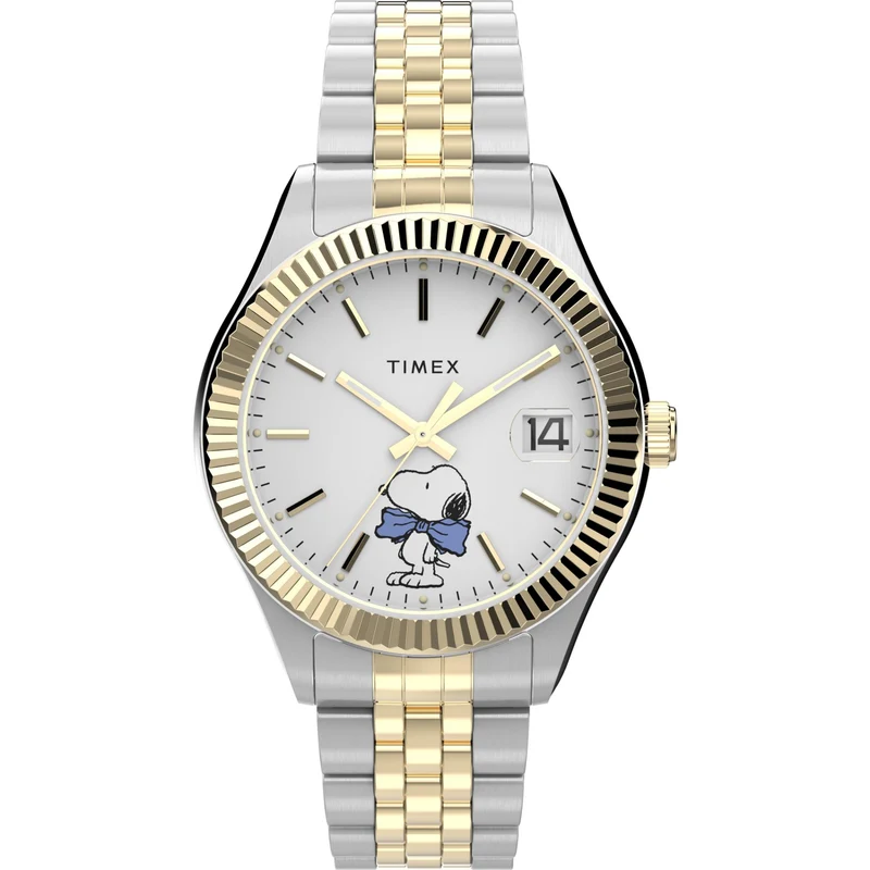 Timex Peanuts 34mm White Dial Steel Ladies Quartz Watch TW2Y11100