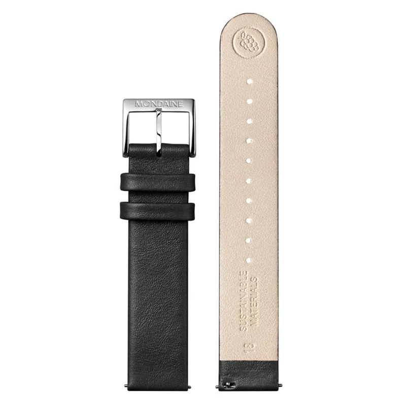 Mondaine Black Vegan Leather Watch Strap FG3118.20Q