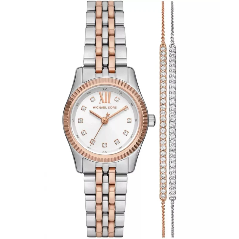 Michael Kors Lexington White Dial Steel Strap Women's Watch and Bracelets Gift Set MK4817SET