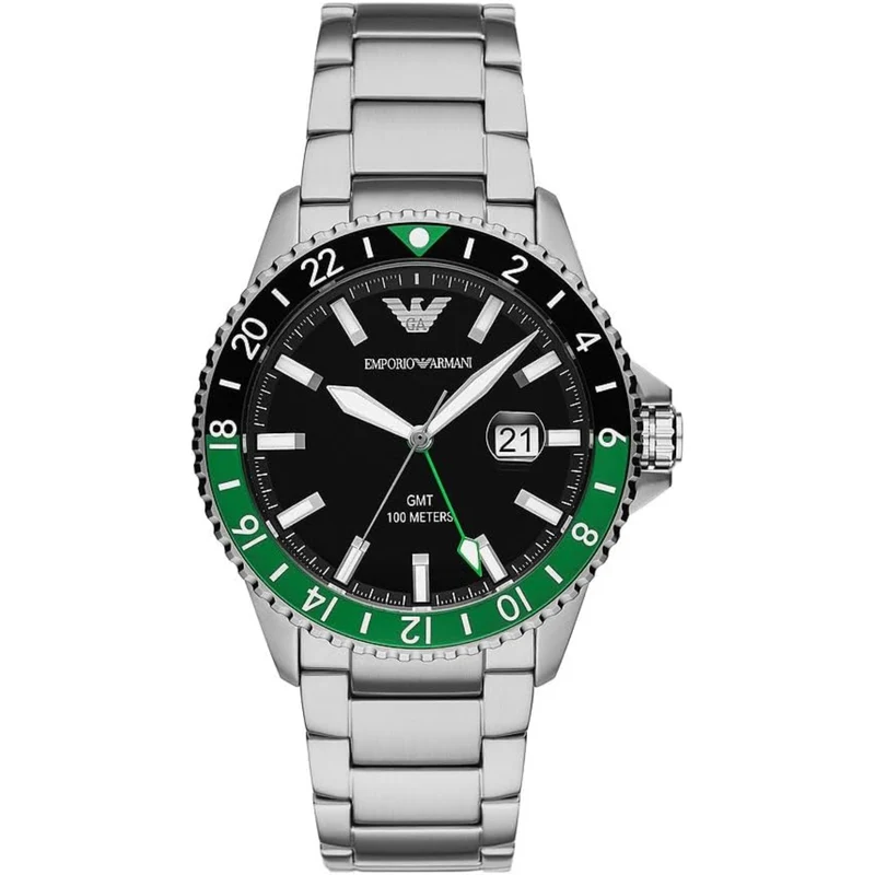 Emporio Armani World Explorer 42mm Black Dial Steel Mens Quartz Watch AR11589