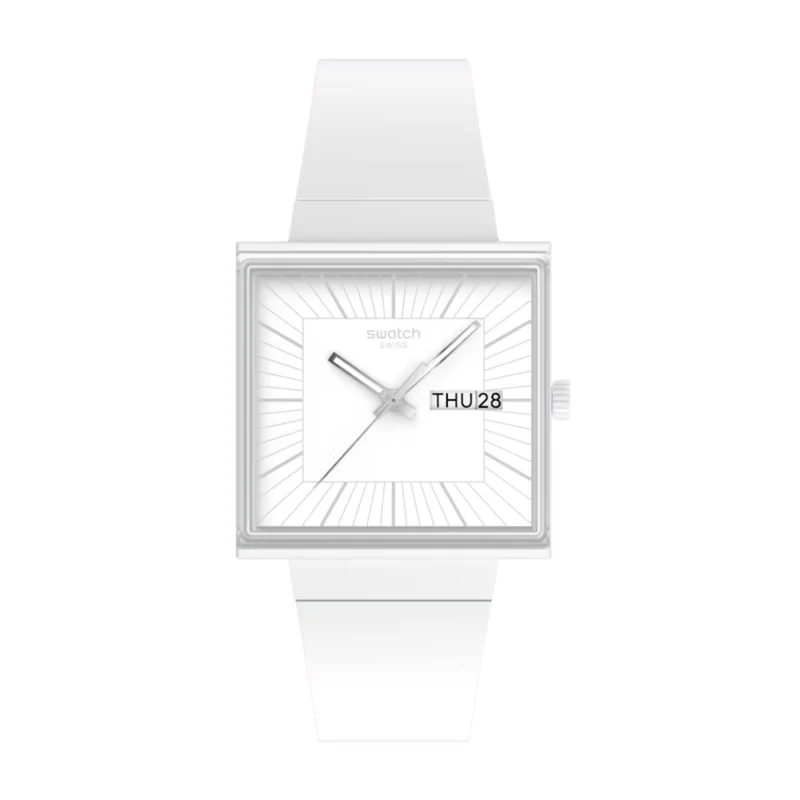 Swatch WHAT IF...ALLWHITE? Quartz White Dial Silicone Strap Watch SO34W700