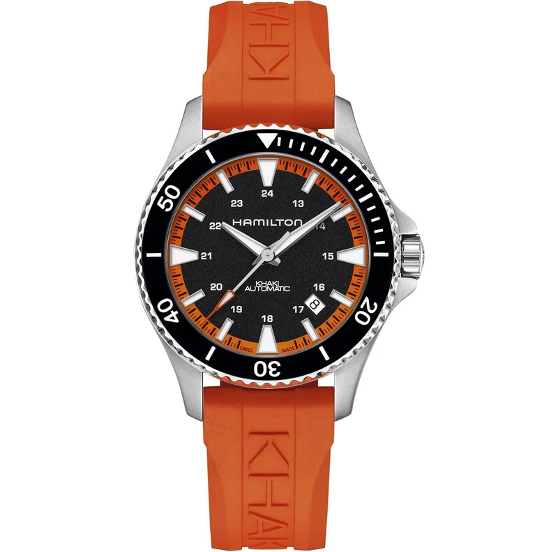 Hamilton Khaki Navy 40mm Black Dial Rubber Mens Automatic Watch H82395331