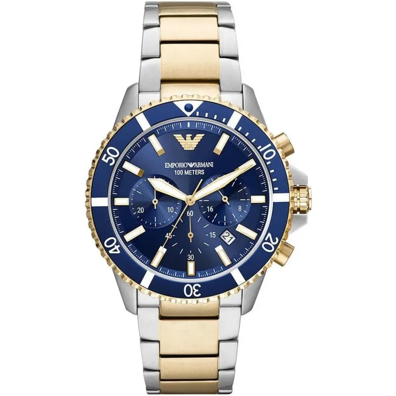 Emporio Armani Diver 43mm Chronograph Blue Dial Mens Quartz Watch AR11362
