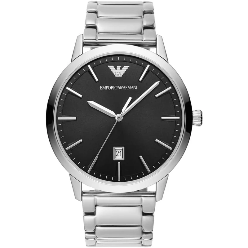 Emporio Armani Ruggero 43mm Black Dial Steel Mens Quartz Watch AR11310
