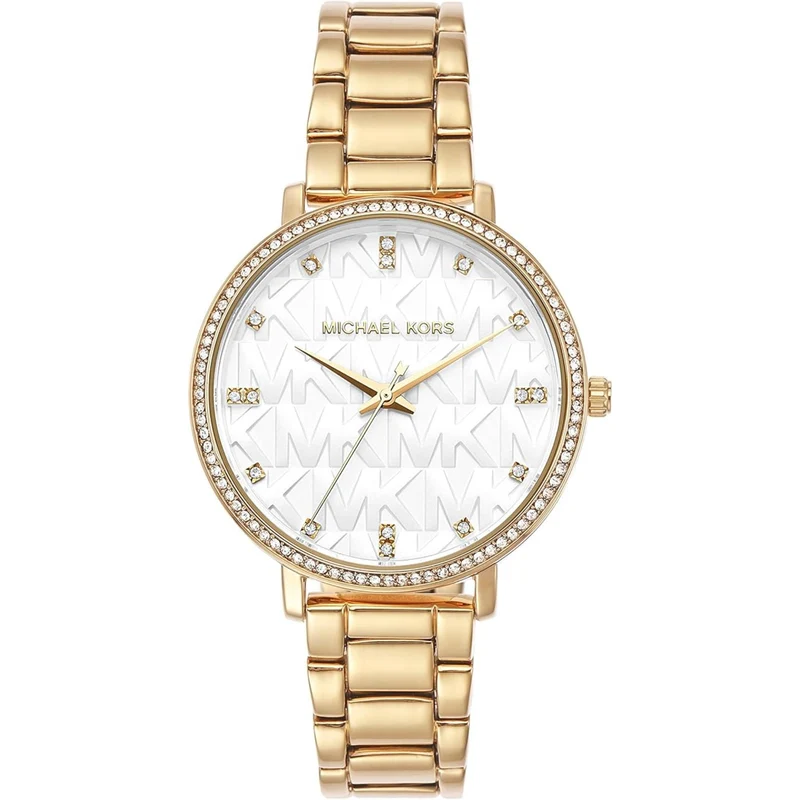 Michael Kors Pyper White Dial with Gold-Tone Stainless Steel Strap Ladies Watch MK4666