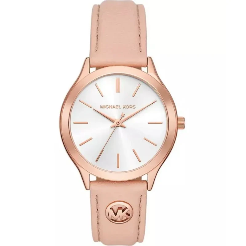 Michael Kors Slim Runway White Dial Leather Strap Ladies Women's Watch MK7467