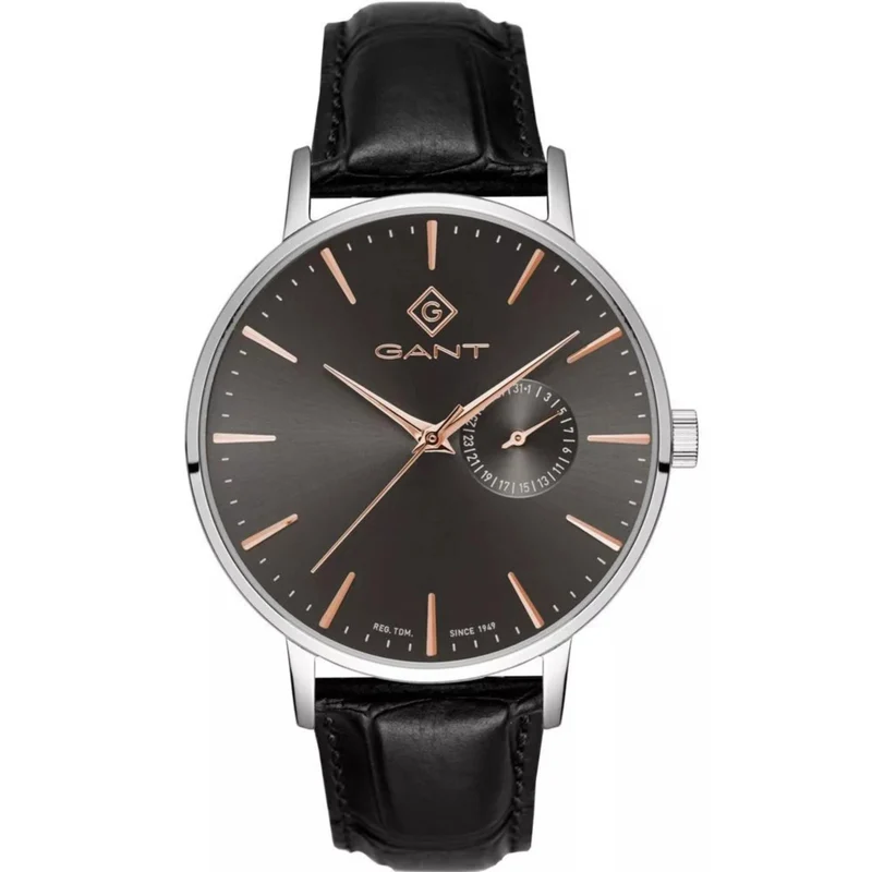 Gant Park Hill III Quartz Grey Dial Black Leather Strap Men's Watch G105012