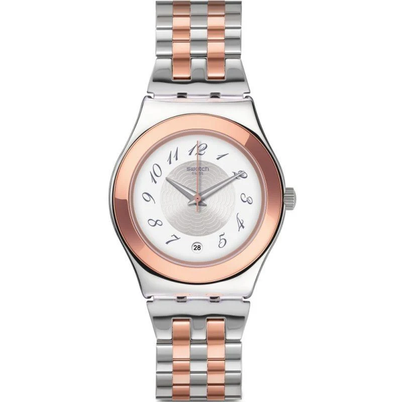 Swatch Irony Midimix White Dial Steel Strap Ladies Watch YLS454G