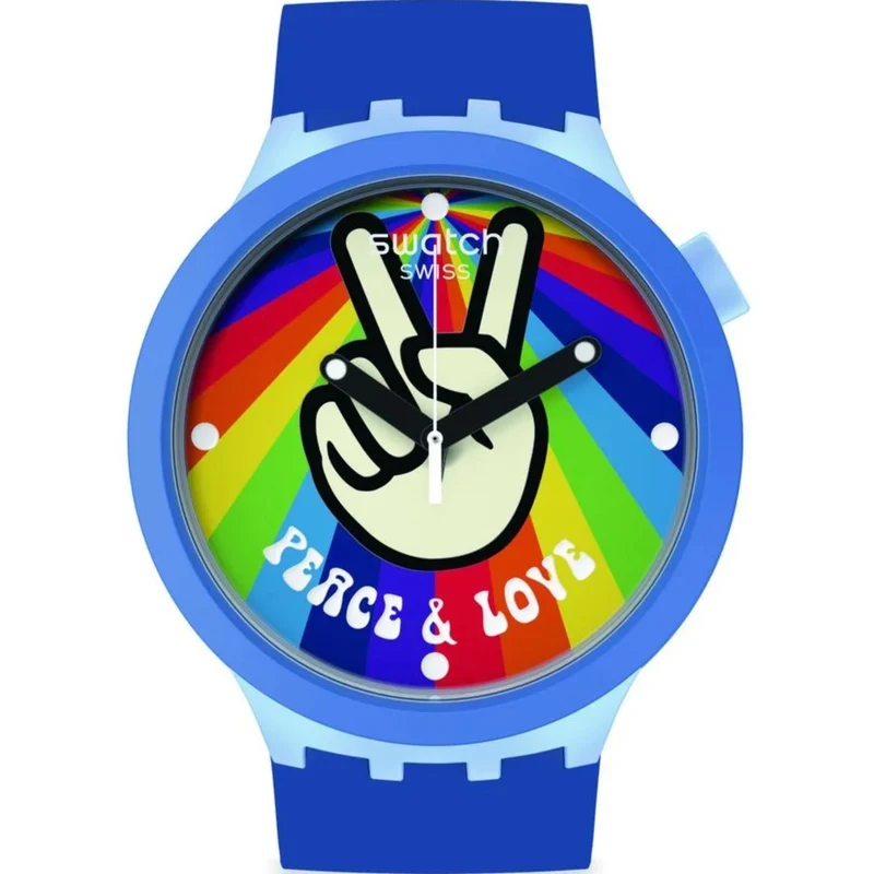Swatch Big Bold 41mm White Dial Silicone Quartz Watch SB03N105
