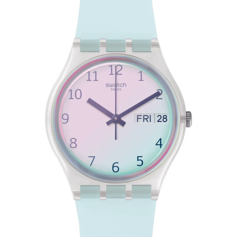 Swatch Original Gent Quartz White Dial Silicone Strap Watch GE713
