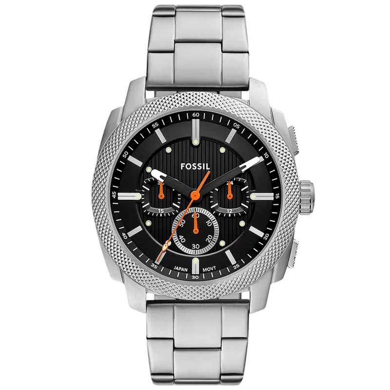 Fossil Machine 44mm Chronograph Black Dial Steel Mens Quartz Watch FS6095