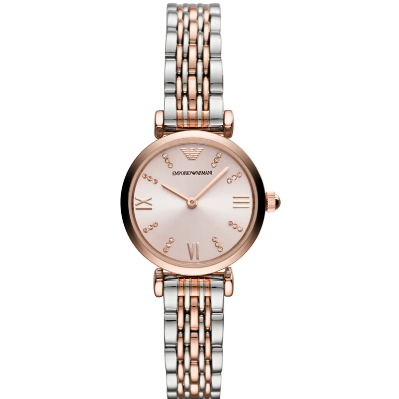 Emporio Armani Gianni T-BAR 28mm Pink Dial Steel Ladies Quartz Watch AR11223