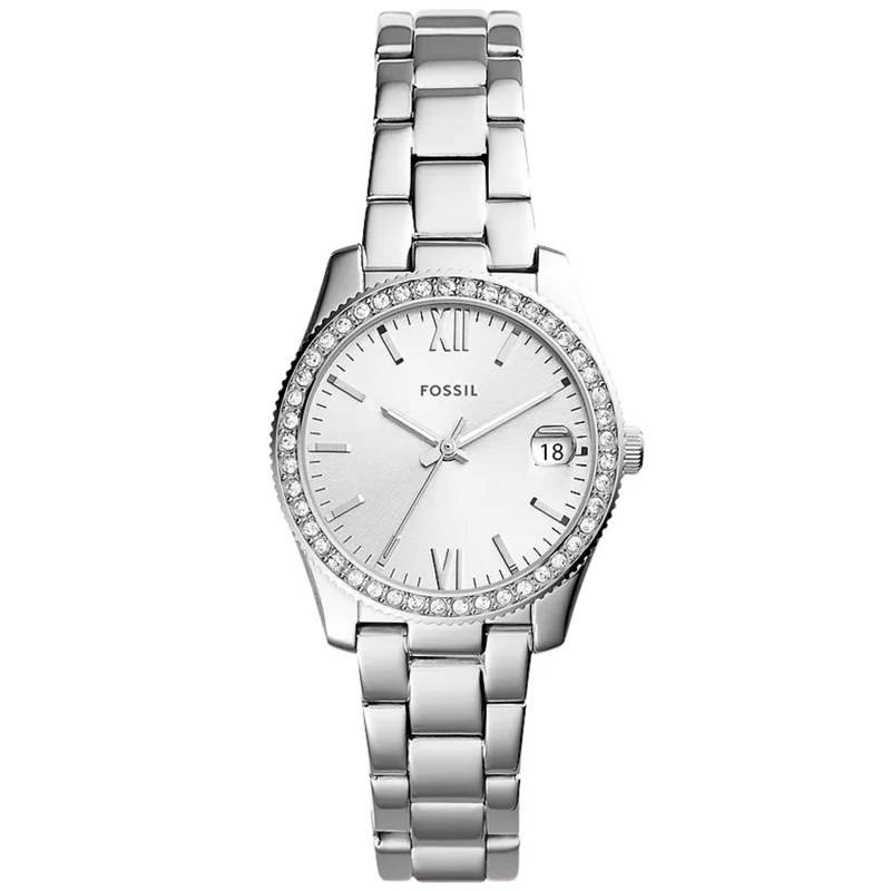 Fossil Scarlette 32mm Silver Dial Steel Ladies Quartz Watch ES4317